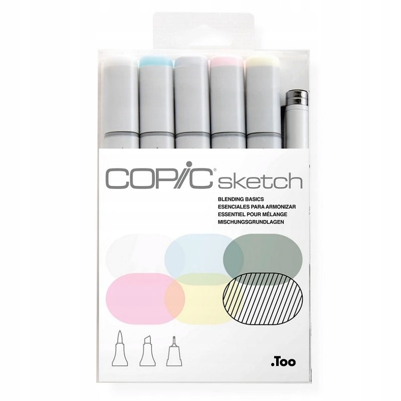 Lihové fixy Copic Sketch oboustranné Brush & Chisel 5+1ks, základy stínován