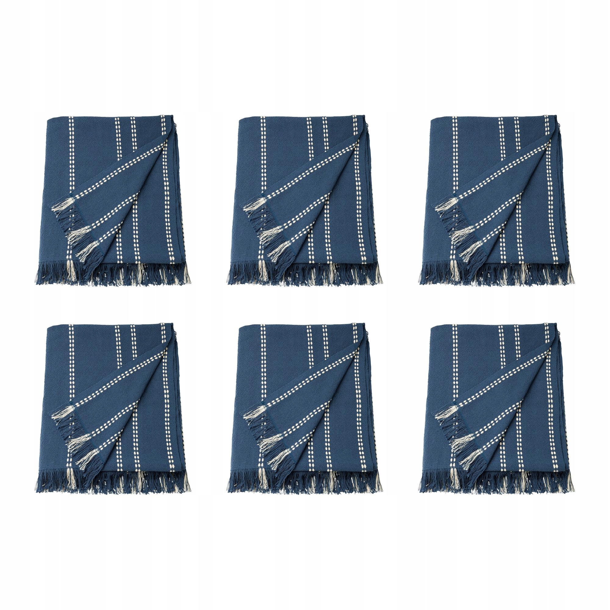 6 ks Krutbrannare Pled modrý krémový/proužky 130 x 170 cm