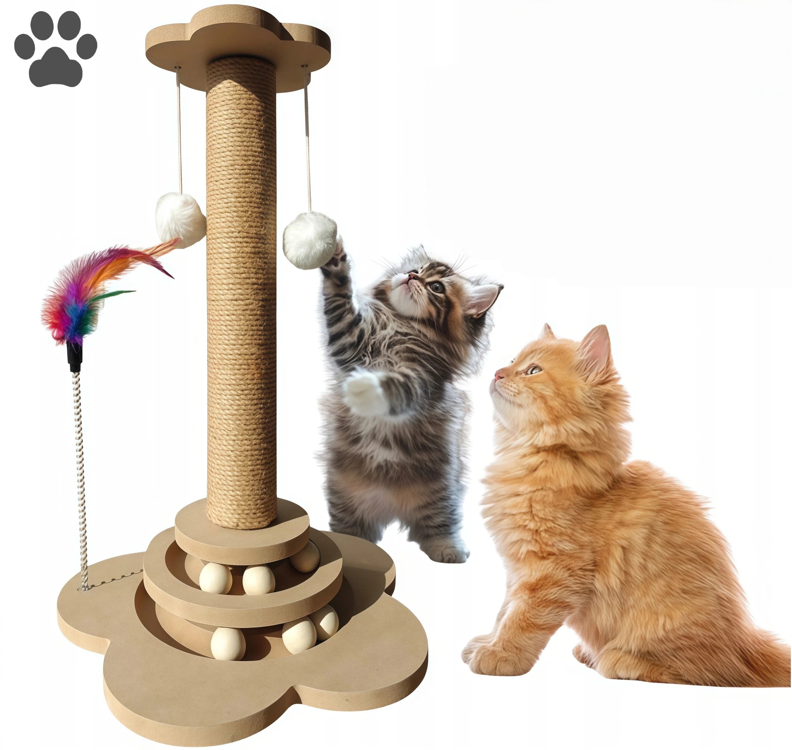 Levně Hračka Hračka Pro Kočky Tyč Agawa 44.5 CM 4 Dřevěné Kuličky 2 Mátové