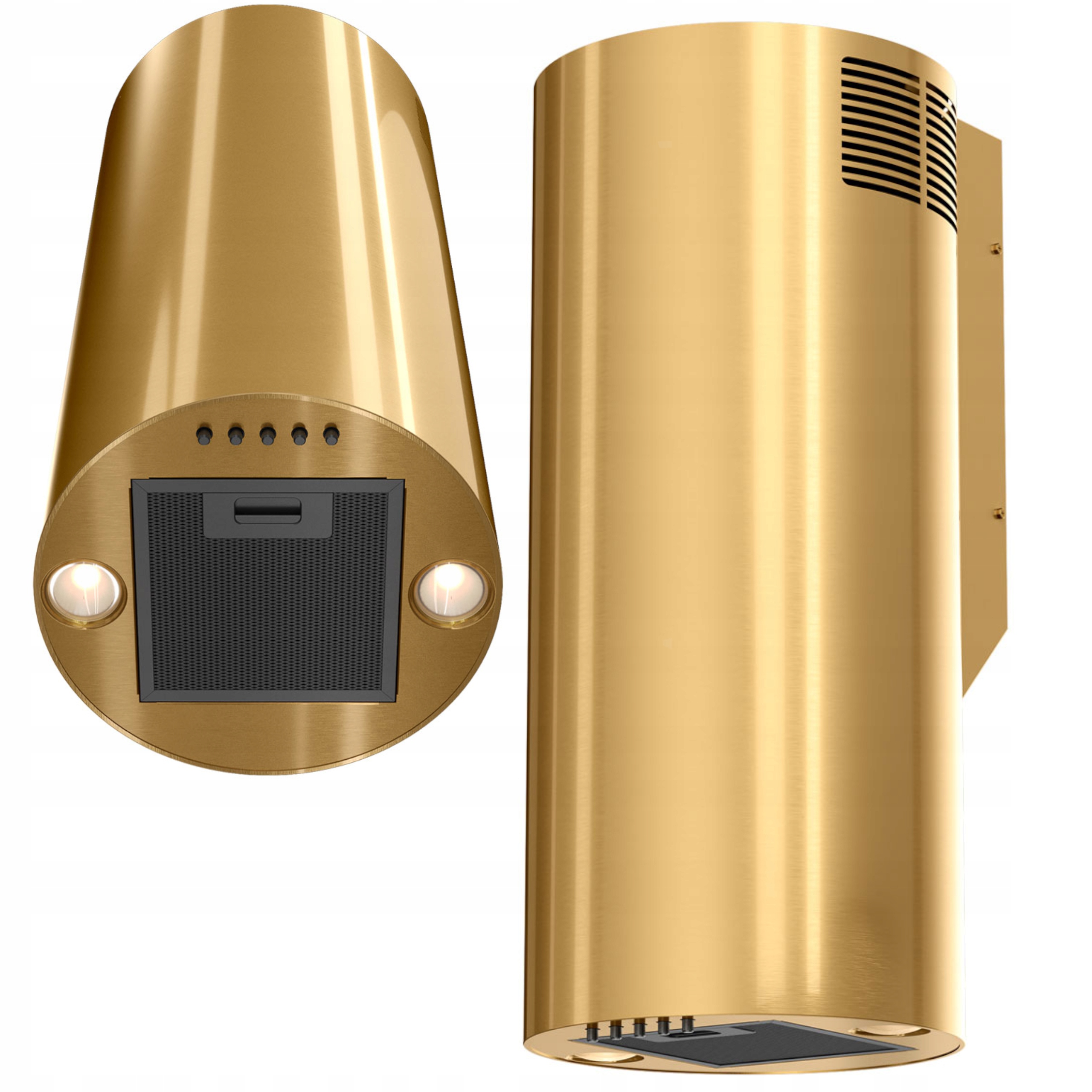 Okap Kuchenny Przyścienny Kominowy 35 cm Tuba Złoty Elba WPB835 Maan Cichy