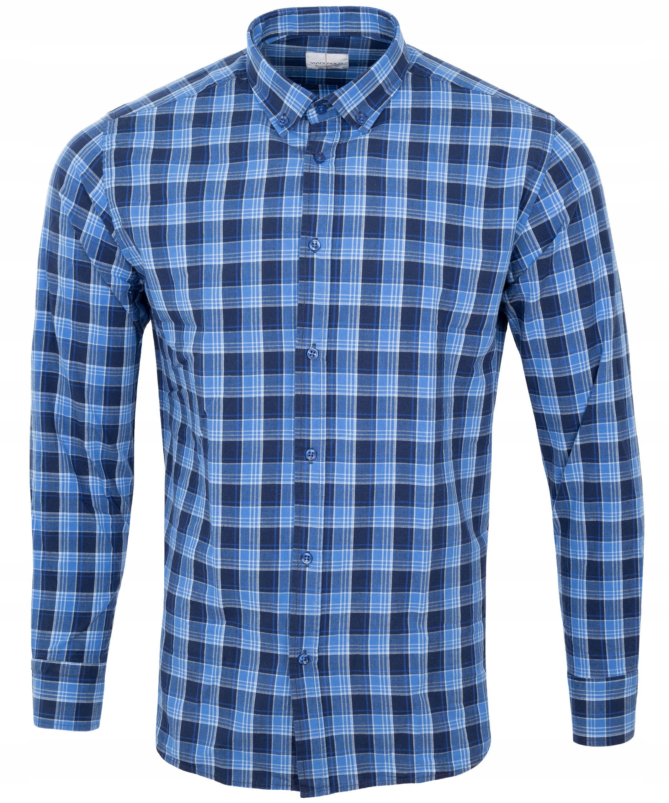 KOSZULA W KRATĘ SLIM 100% BAWEŁNA XXL NIEBIESKA VIADI POLO