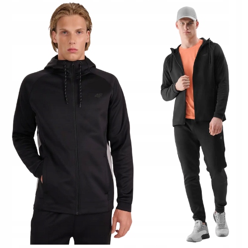 Bluza Dresowa 4F Męska Sportowa Czarna Treningowa Z Kapturem Roz. M