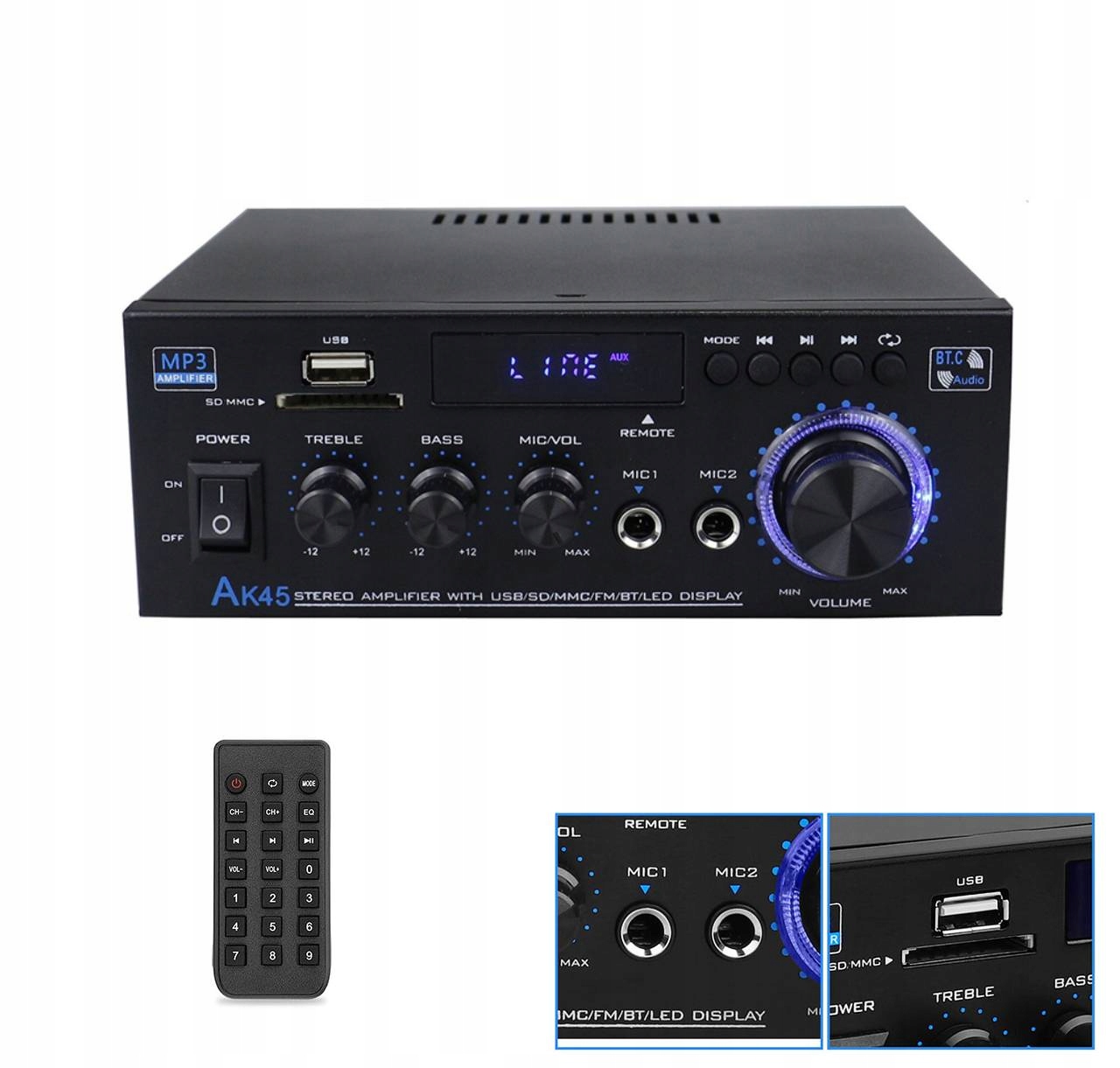 Bluetooth Stereo Zesilovač MP3 1000W Dálkové Ovládání