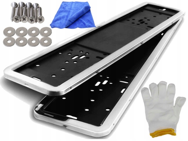 2x Ramka Tablicy Rejestracyjnej Chrom Metalowa Gratisy Zestaw Premium! Ue