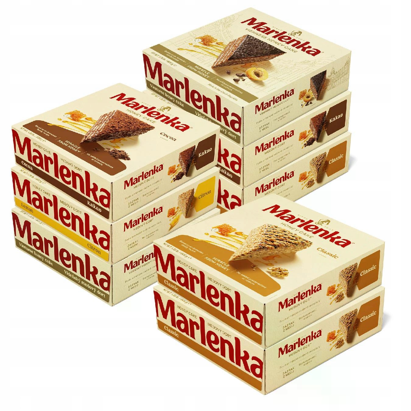 Marlenka Akce 6+2 Medové dorty mix 8 x 800g