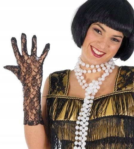 

Rękawiczki Koronkowe Czarne 36 cm Bal Karnawał