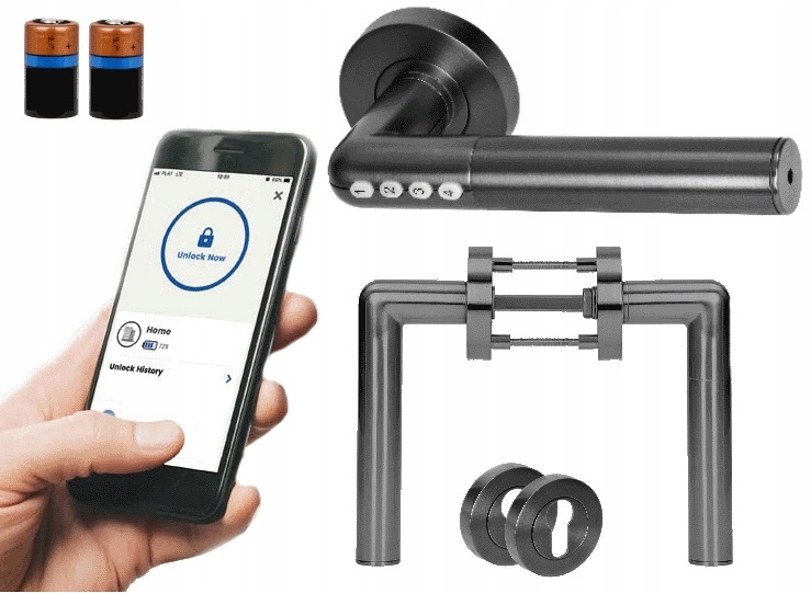 Kódová kľučka na otvorenie pomocou Pin kódu, Bluetooth, čierna
