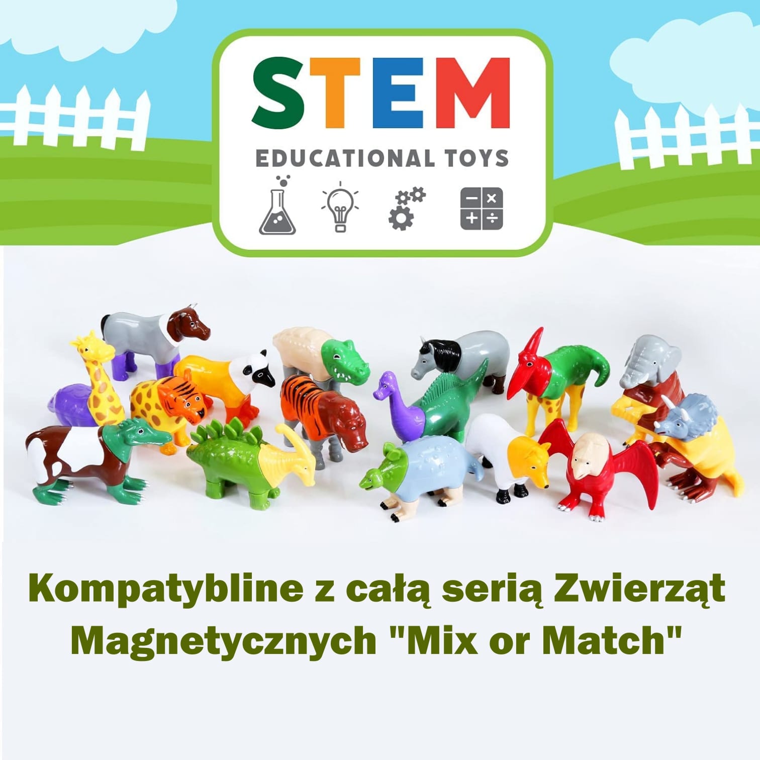 Zwierzęta z gospodarstwa KLOCKI MAGNETYCZNE MALBLO 62001 MAGNETIC ZESTAW Materiał plastik