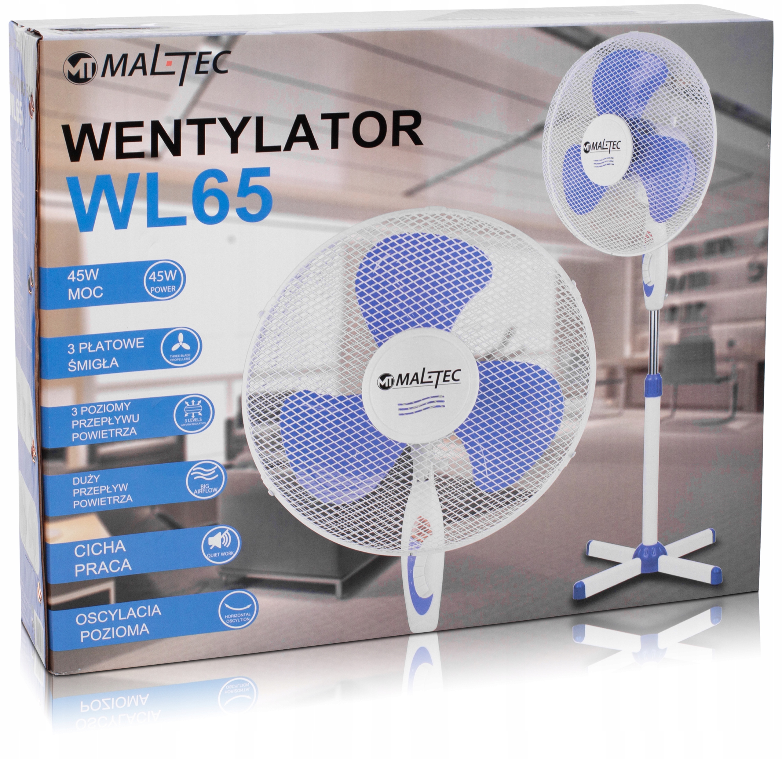 WENTYLATOR Stojący WIATRAK Podłogowy CICHY MOCNY Sterowanie mechaniczne