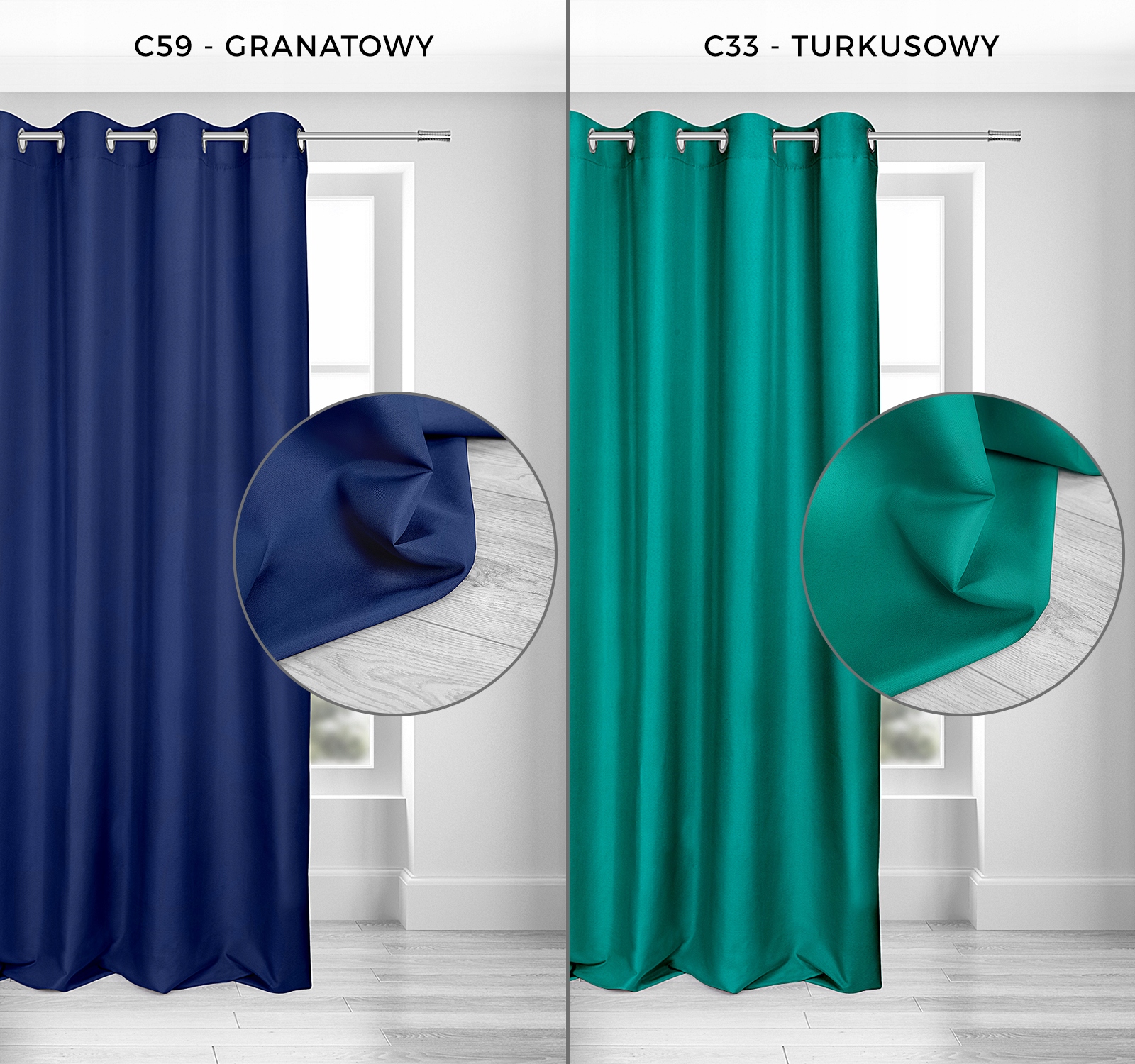 GOTOWE ZASŁONY NA KÓŁKACH 140x240 ZASŁONA 2szt. Wzór gładki