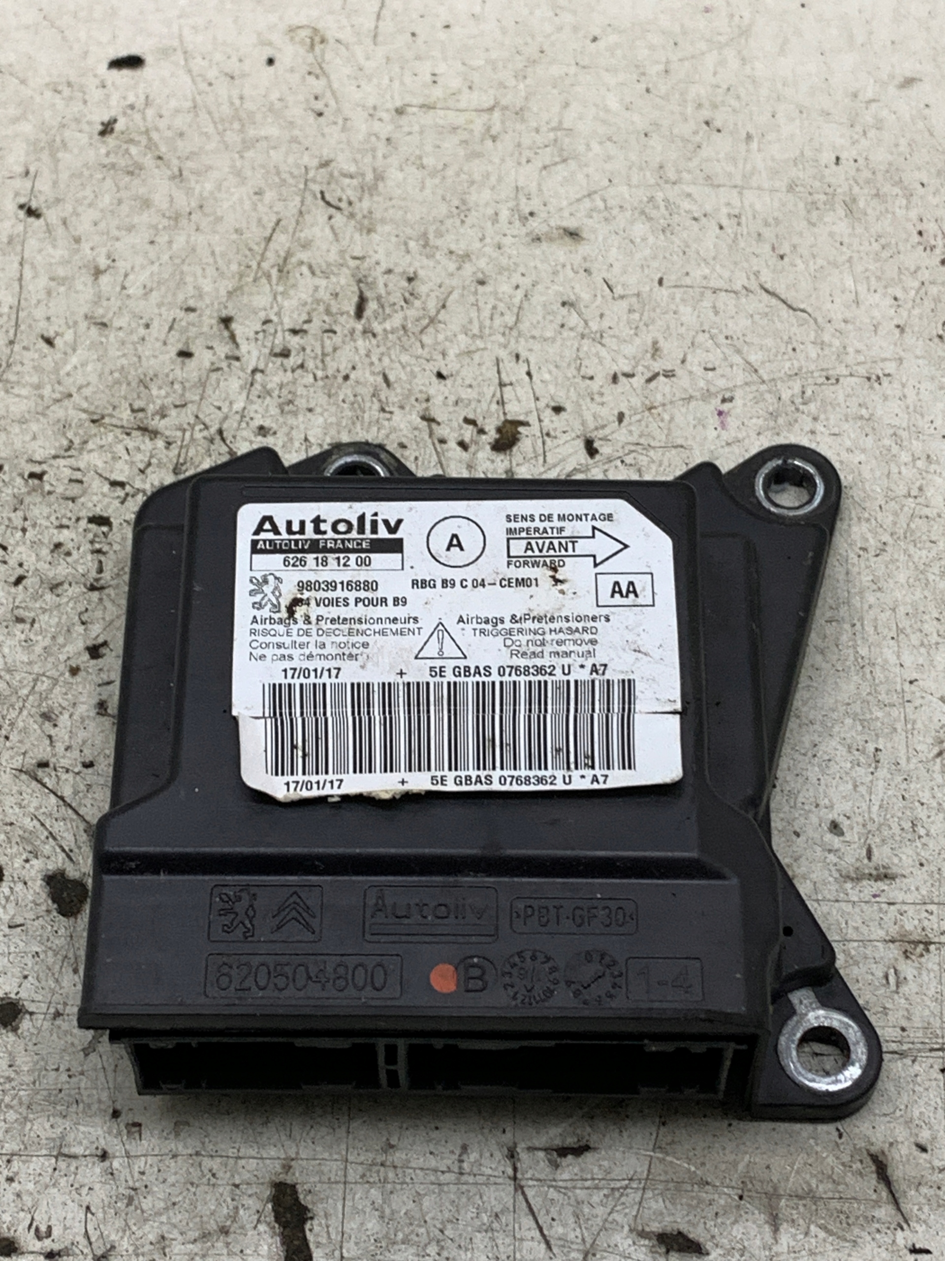 modulo SENSOR airbag 9803916880 CITROEN BERLINGO II