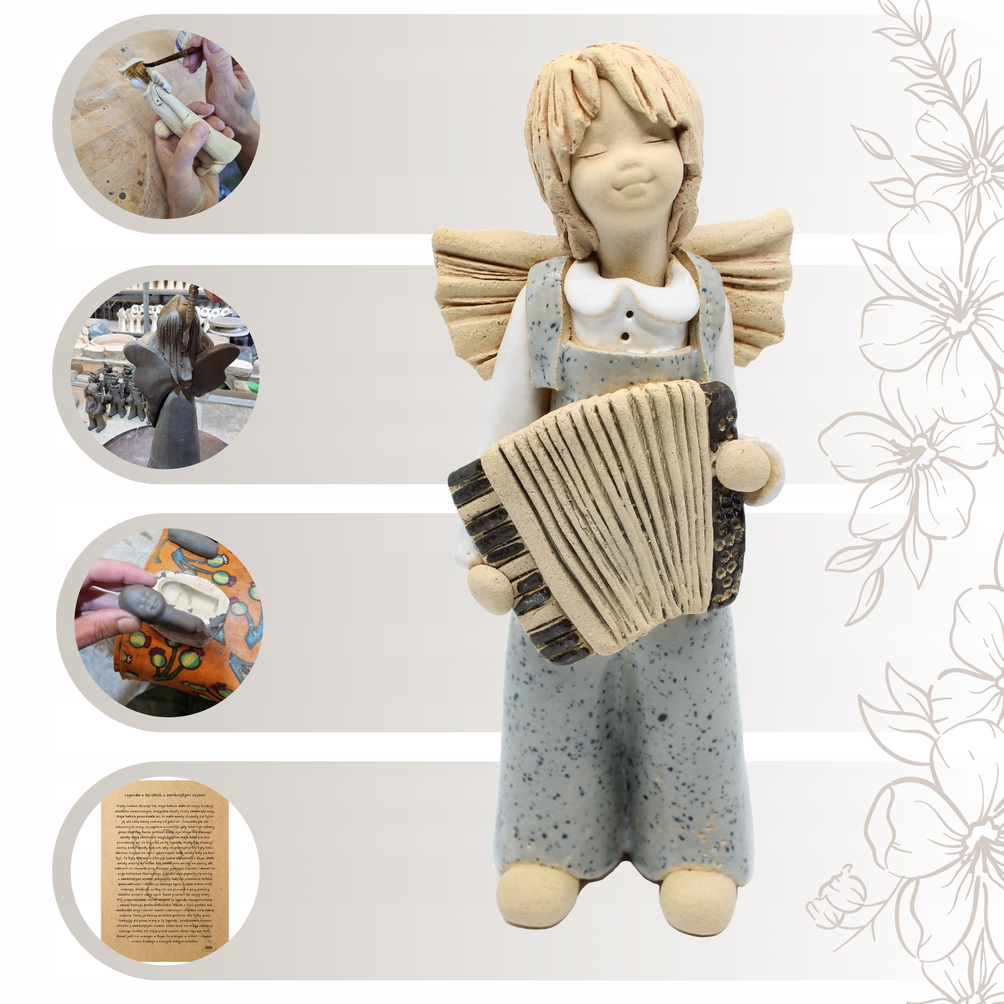 AKORDEON ANIOŁ STRÓŻ MUZYKANT FIGURKA ANIOŁEK URODZINY ŚWIĘTA MIKOŁAJ Kod producenta A190032