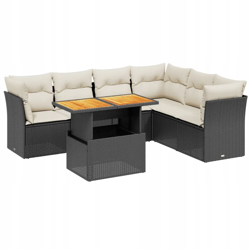 Set zahradního nábytku technorattan vidaXL černý 7 el.