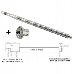 Kulový šroub Hiwin R20-05-500-573 s maticí