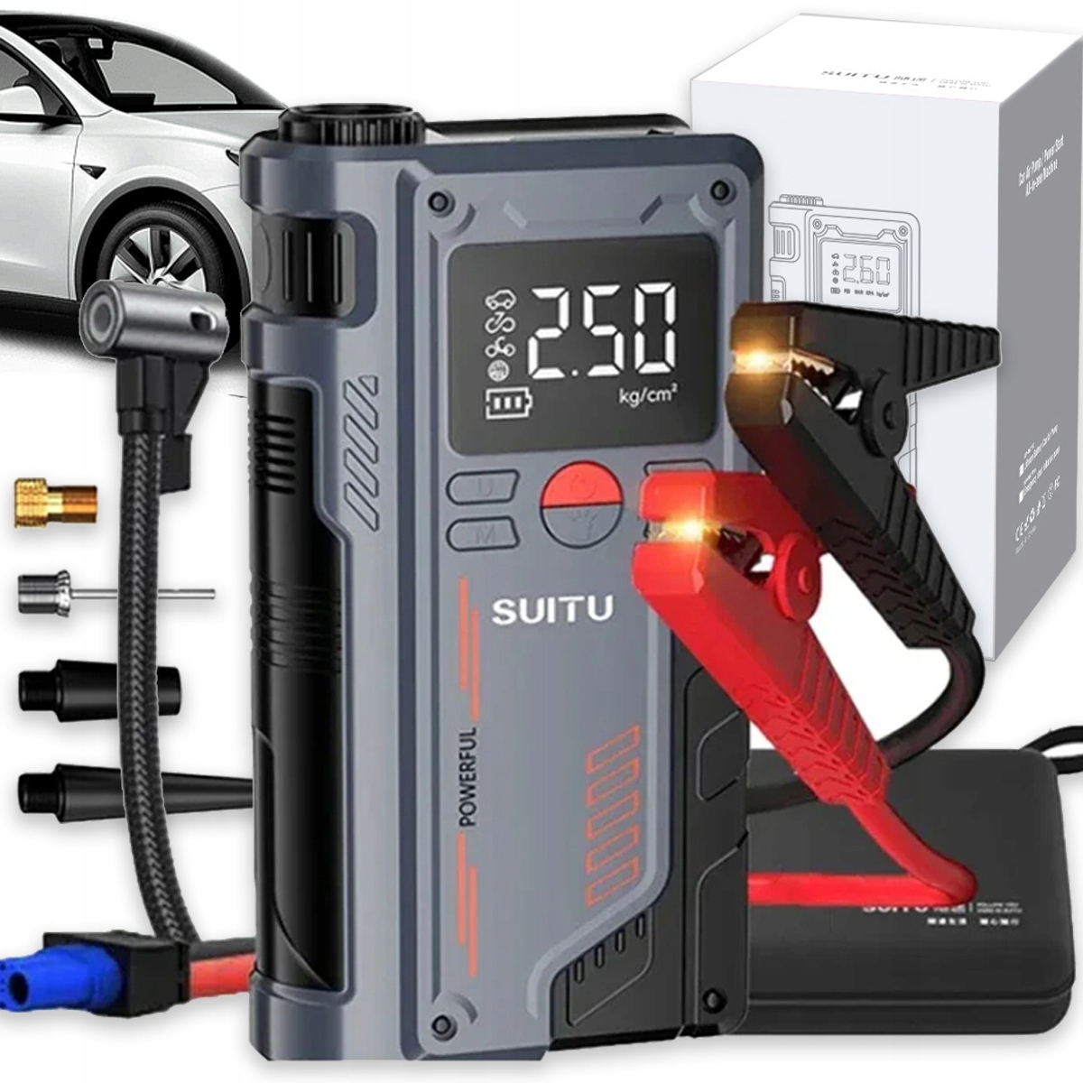 2V1 Jump Starter Usmerňovač Štartovania Powerbank Kompresor 20Ah Led Nabíjačka