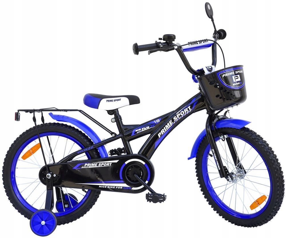 Rower dziecięcy 18" Prime Bmx Sport BLACK/Blue Półmat Premium