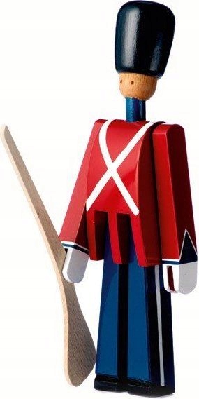 Kay Bojesen Drevený vojak so zbraňou 33 cm, červený/modrý/biely