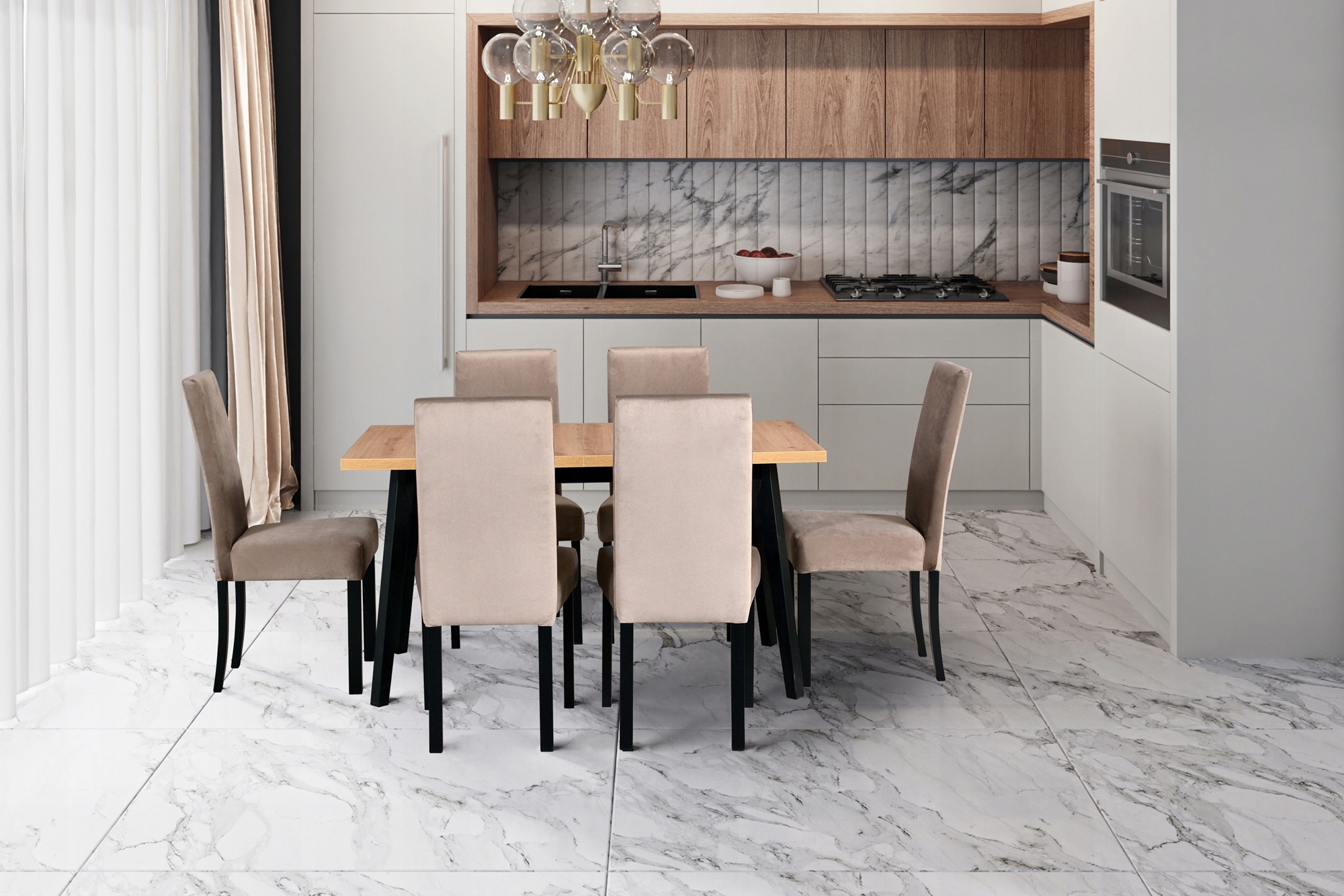 Zestaw stół z krzesłami ESENCJA 91 Długość stołu 140 cm