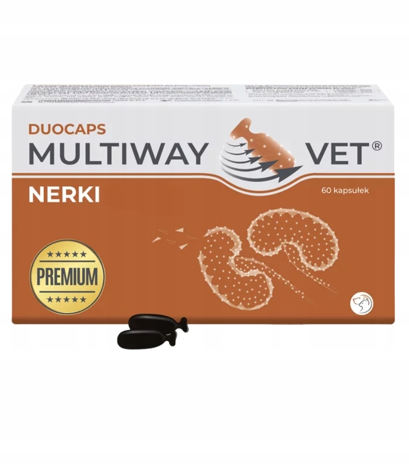 Multiway Vet Duocaps Nerki dla Psa i Kota Wsparcie Układu Moczowego 60 kaps