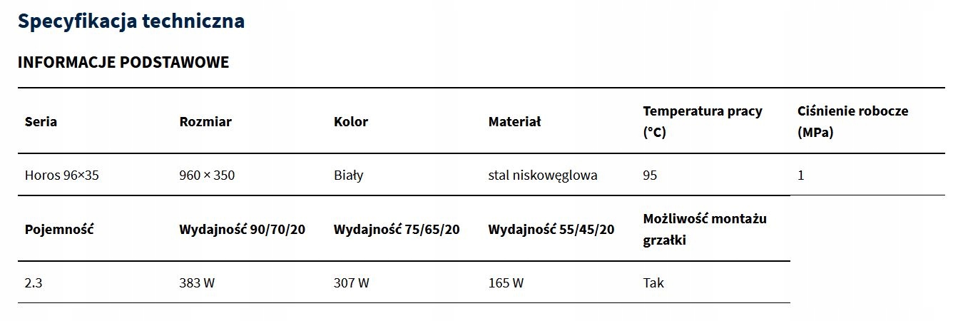 EXCELLENT HOROS grzejnik łazienkowy 96 x 35 biały Kod producenta GREX.HO96.35.WH