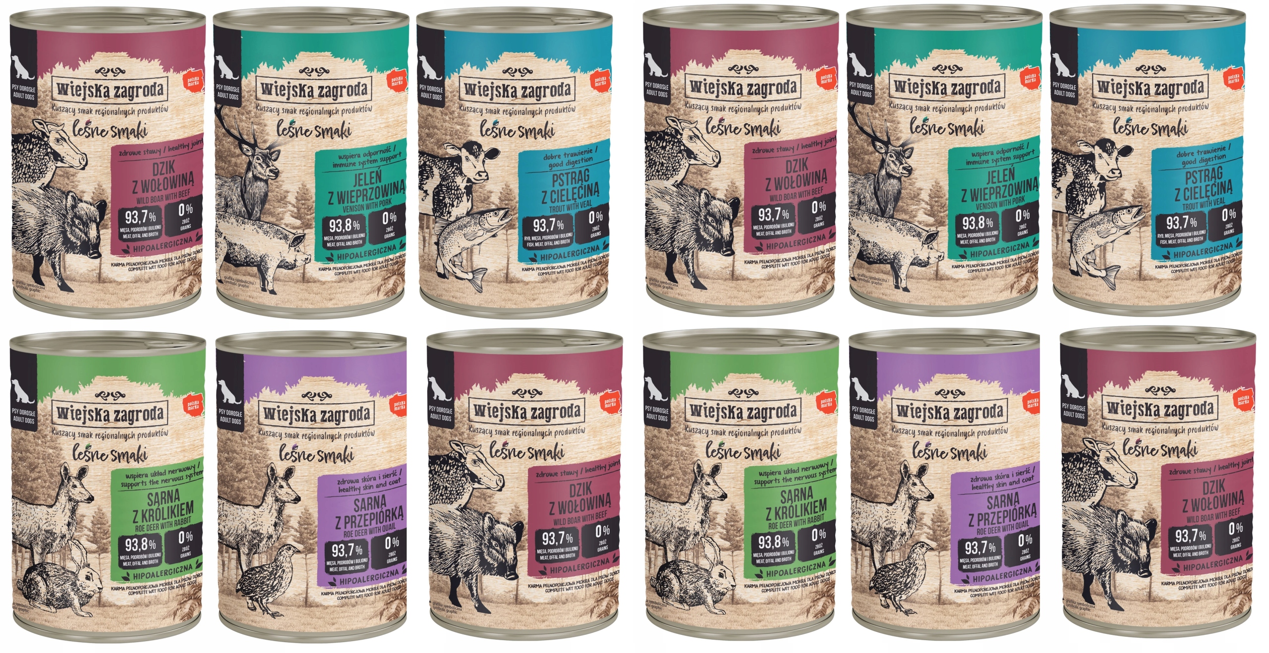 12x400g Wiejska Zagroda Leśne smaki Karma mokra psa dorosłego MIX Smaków