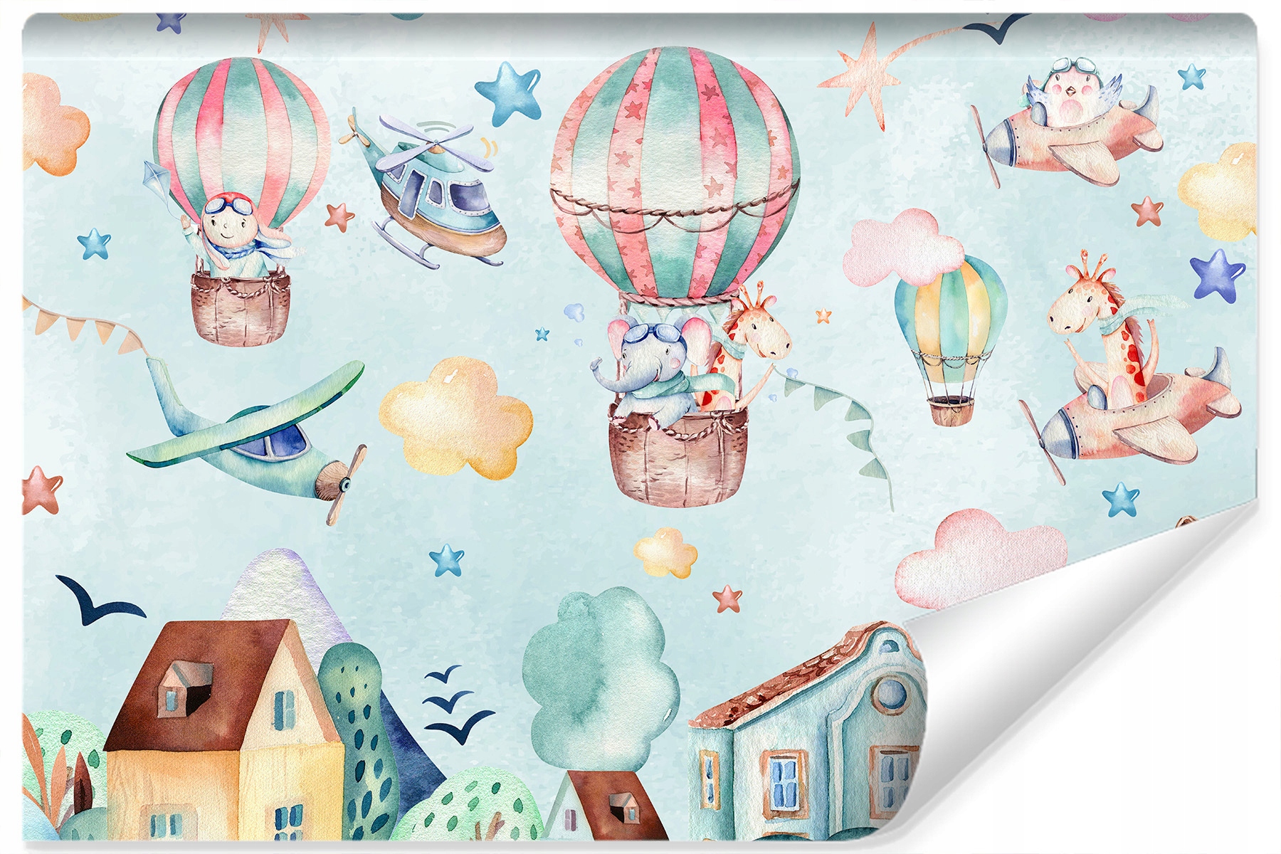 

Fototapeta Balony Gwiazdy Samolot Akwarela 270x180