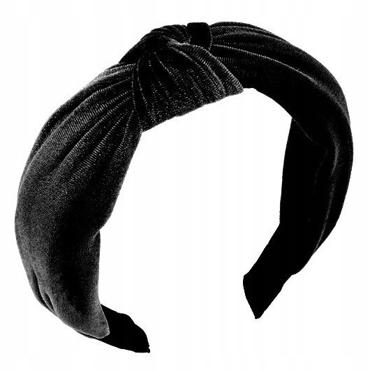 

Opaska do włosów welur czarna węzeł supeł knot