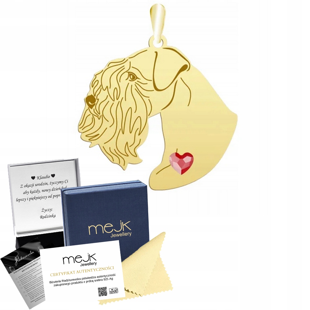 Zlatý přívěsek se psem Sealyham teriér 925 Šperky Dárek Gravírování Bonus