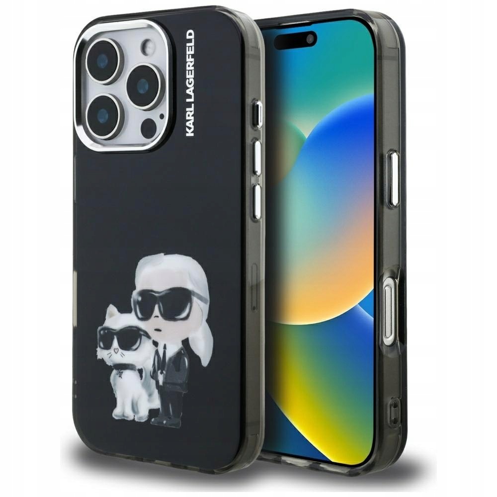 Etui Karl Lagerfeld IML Aquarelle Karl & Choupette & Logo do iPhon