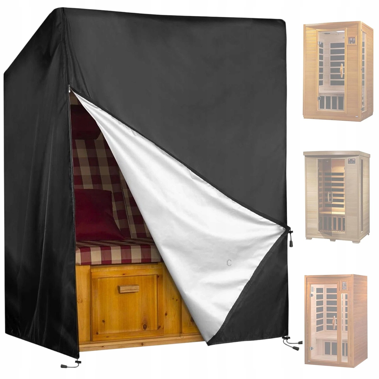 Obal Na Plážový Koš 420D 135*105*175/140 Cm Voděodolný Černý XL