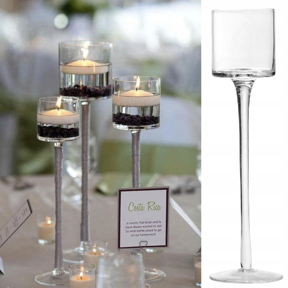 Świecznik Szklany Bankietowy 40cm fi 9cm Wysokość produktu 40 cm