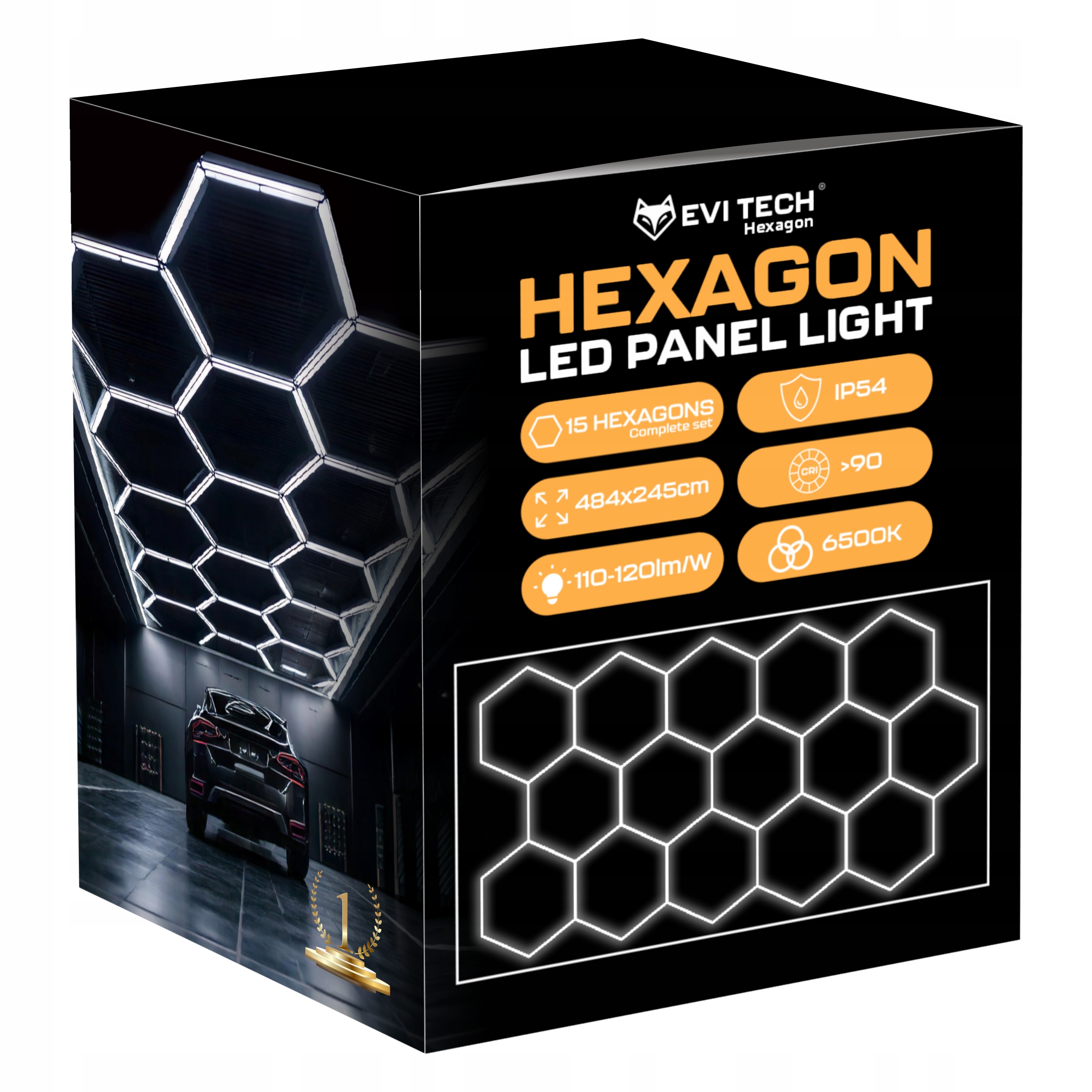 Lampa Led Hexagon Sufitowa Panel oświetlenie Warsztat Garaż Dom 484x245 cm