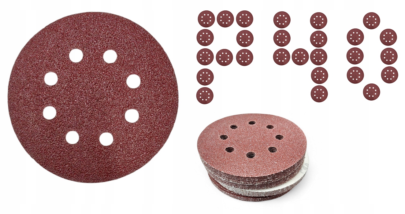 Papier Ścierny Krążek 125 Na Rzep Otwory Szlifierki Oscylacyjnej P40 20szt
