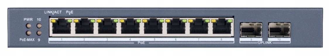 PoE Switch Hikvision, 8-portový, riadený, L2 Gigabit Ethernet, čierny