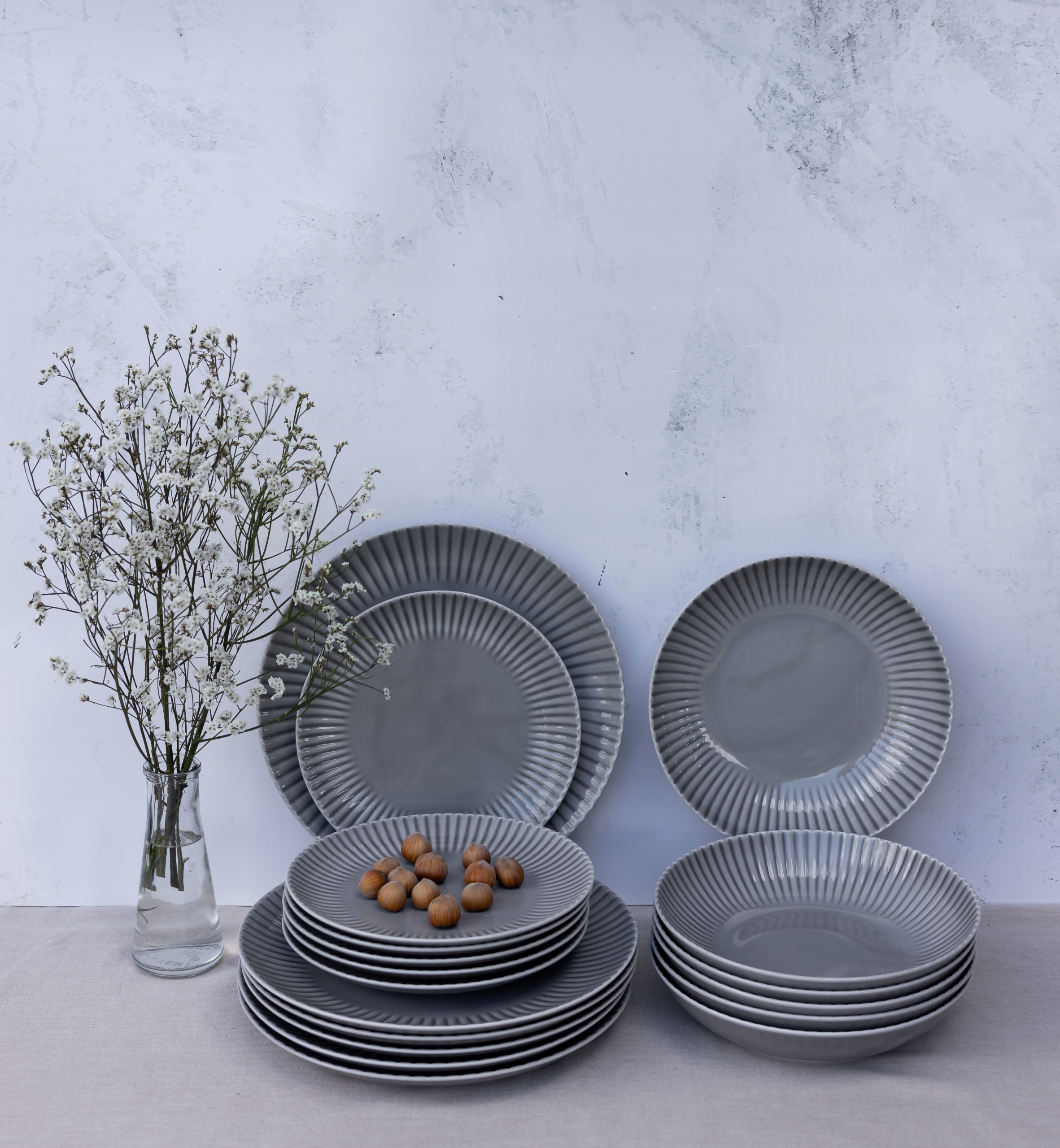 Lubiana Daisy K1 Cloud Serwis Obiadowy 18/72 Z Kubkiem Szara Porcelana