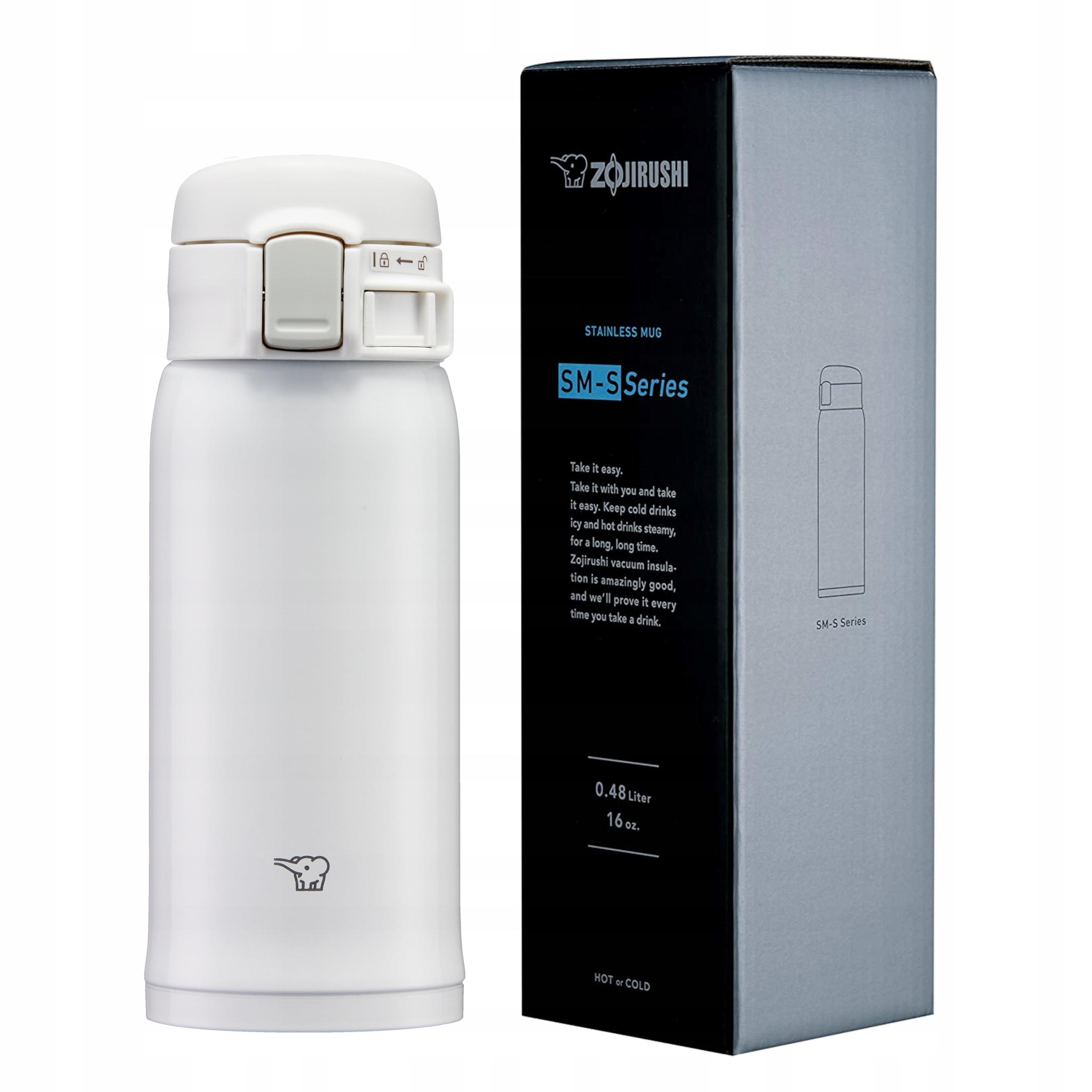 Termohrnek Zojirushi 360 Ml SM-SR36E-WA bílý, vzduchotěsná termoska na kávu