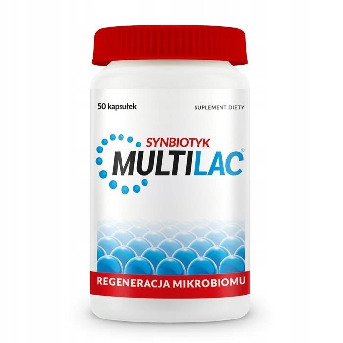 MULTILAC Probiotyk Prebiotyk Synbiotyk odbudowa flory bakteryjnej 50 kaps