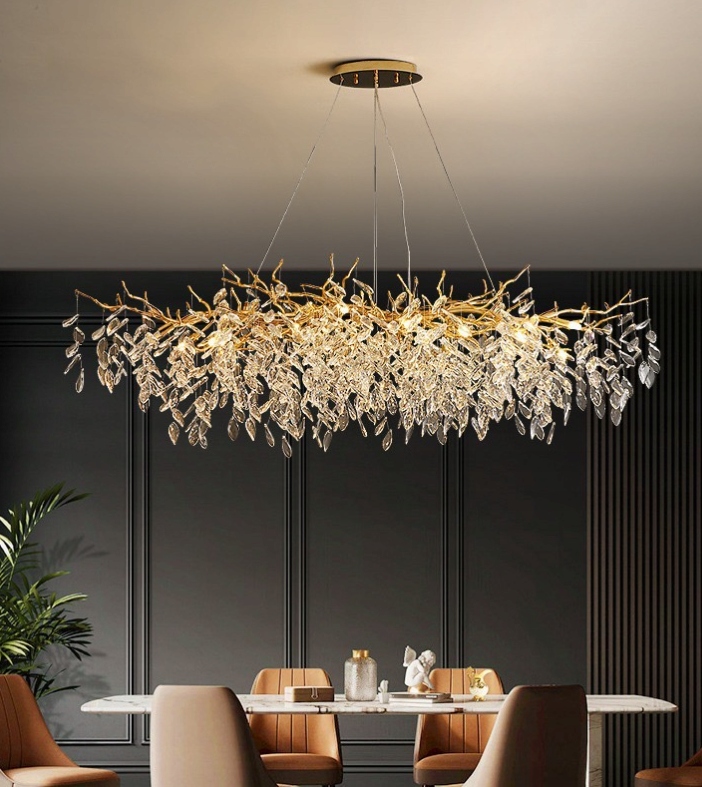Stropná Lampa Kryštálový Luster Kolík S Kryštálikom Okrúhle listy 60 cm