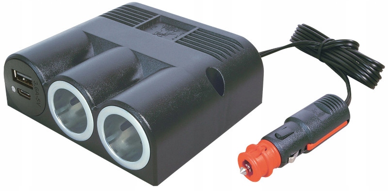 Адаптер розгалужувач 12 / 24V 16A USB x2