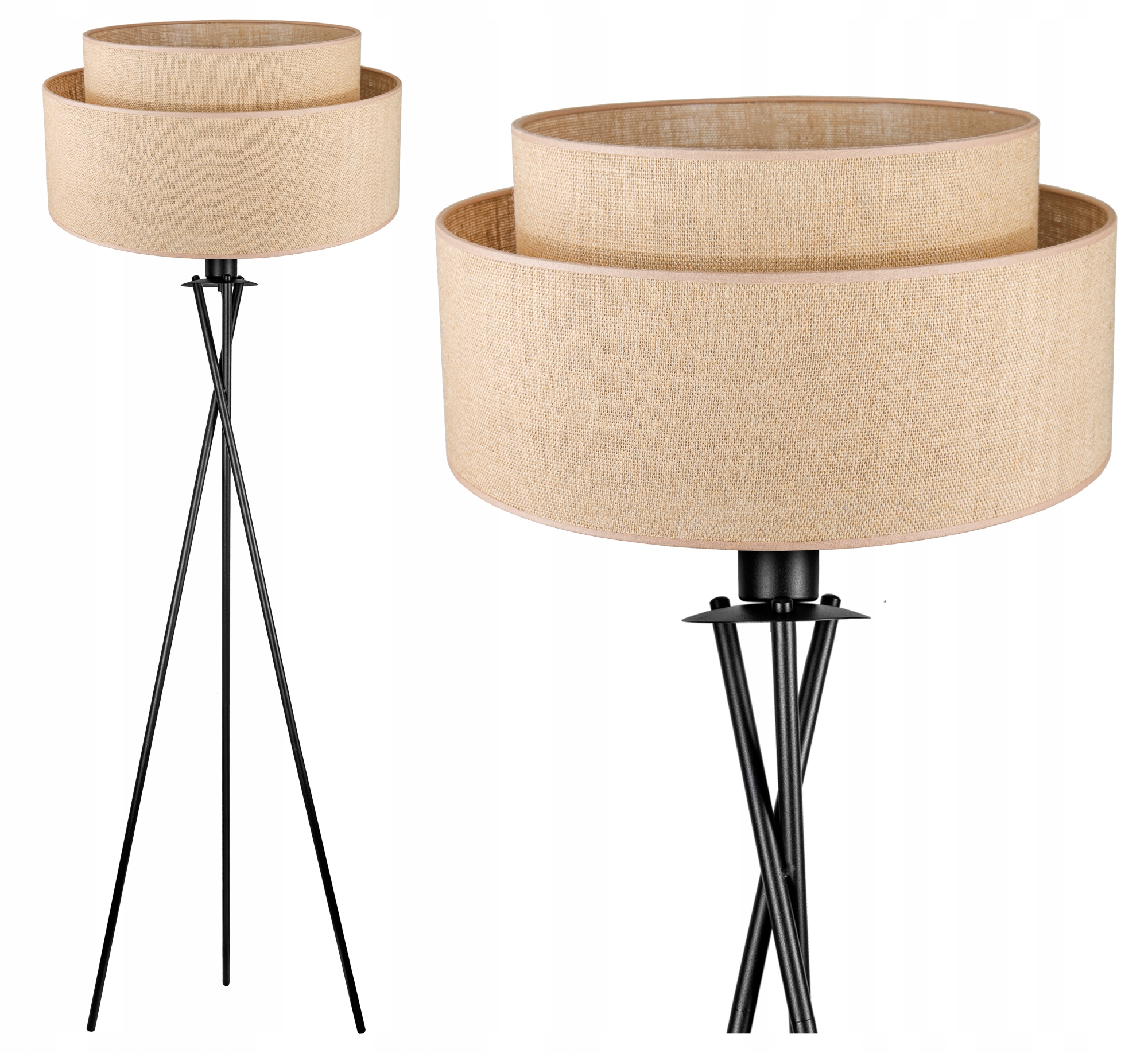 LAMPA STOJĄCA PODŁOGOWA TRÓJNÓG ABAŻUR 45CM LED