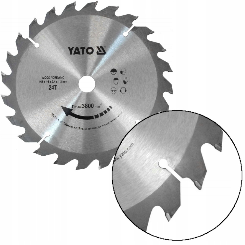 Tarcza Widiowa Do Drewna 165x16x2,4x1,2 MM 24T