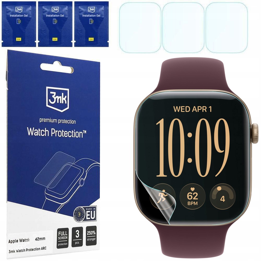3x Folia Hydrożelowa Ochronna 3mk Watch do Apple Watch 12 /11 /10 42mm