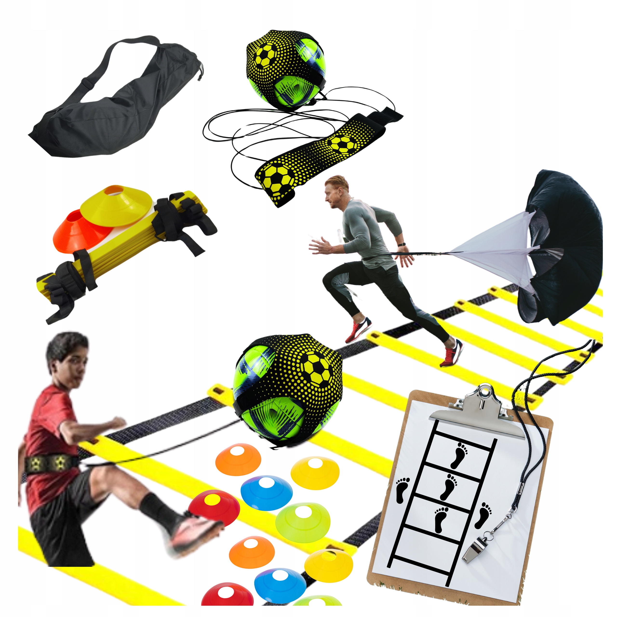 Zestaw Piłkarski Drabinka Pachołki Trener Podań Spadochron