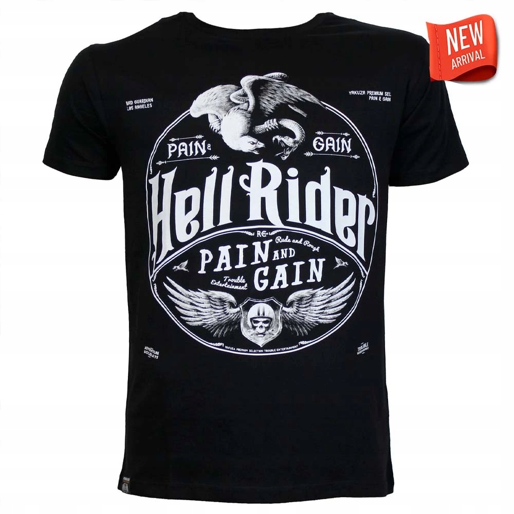 Tričko Yakuza Premium 3912 černé Vintage Pain and Gain, Hell Rider