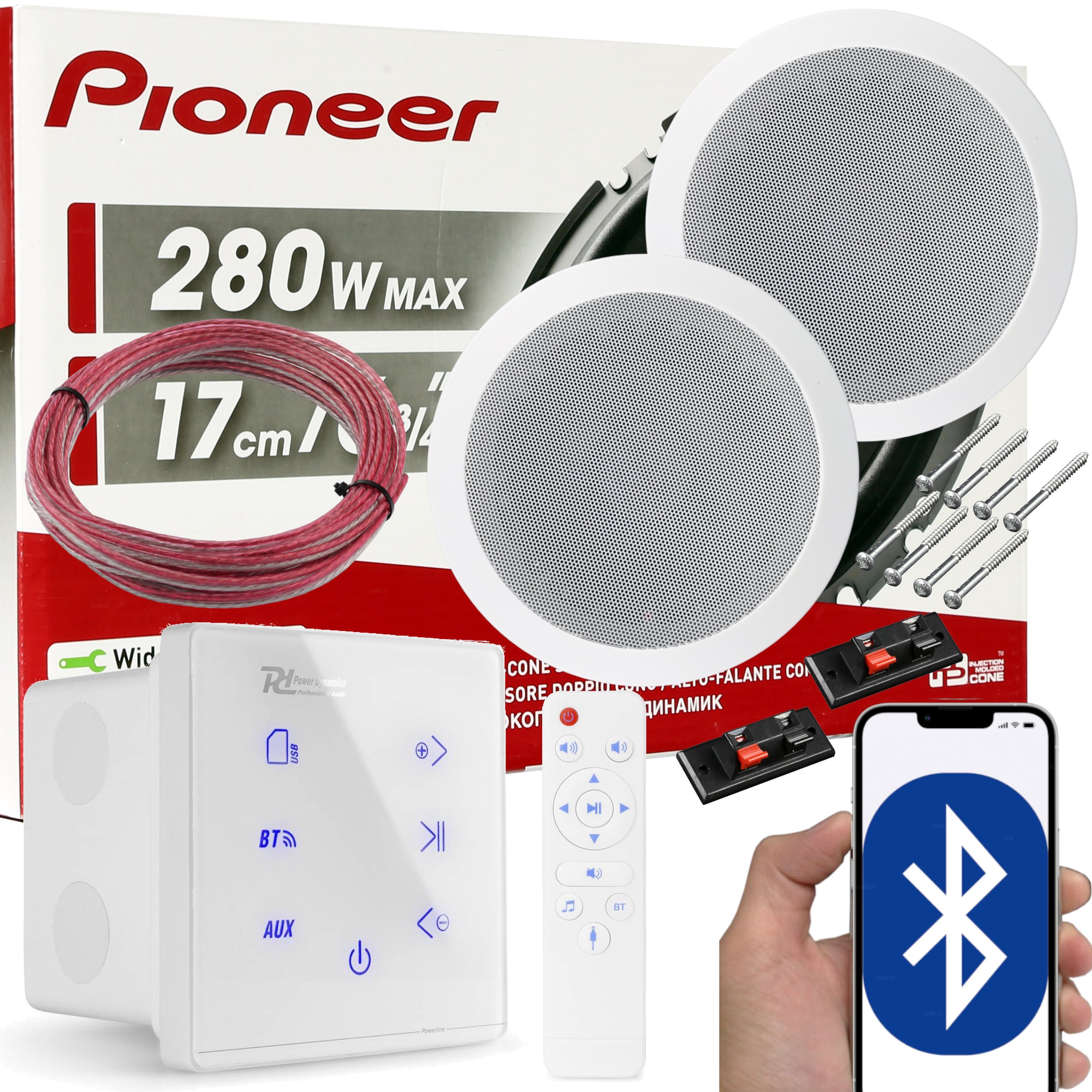 PIONEER GŁOŚNIK SUFITOWY WZMACNIACZ ŚCIENNY BT