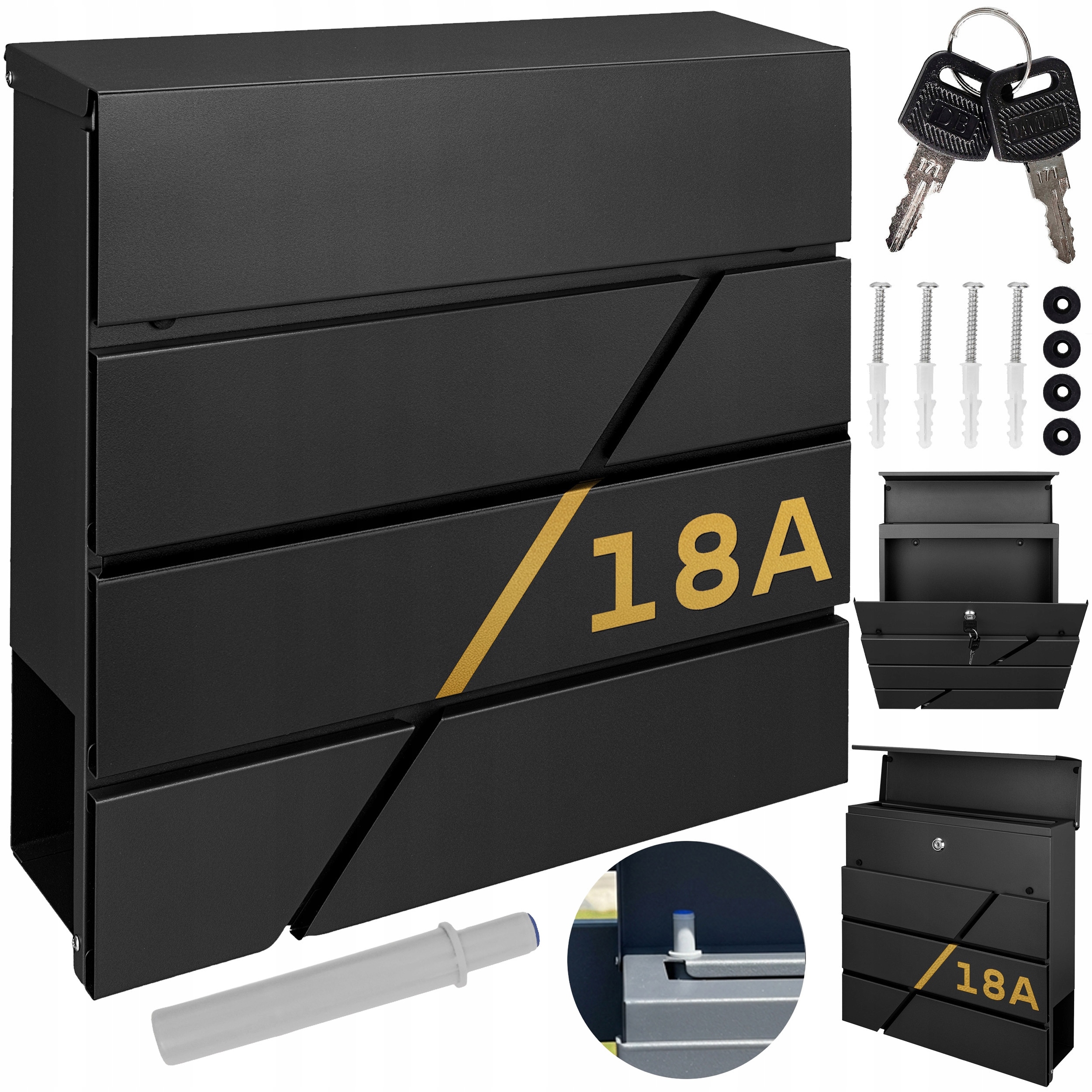 Černá Poštovní Schránka Na Poštu Zlatý Vzor