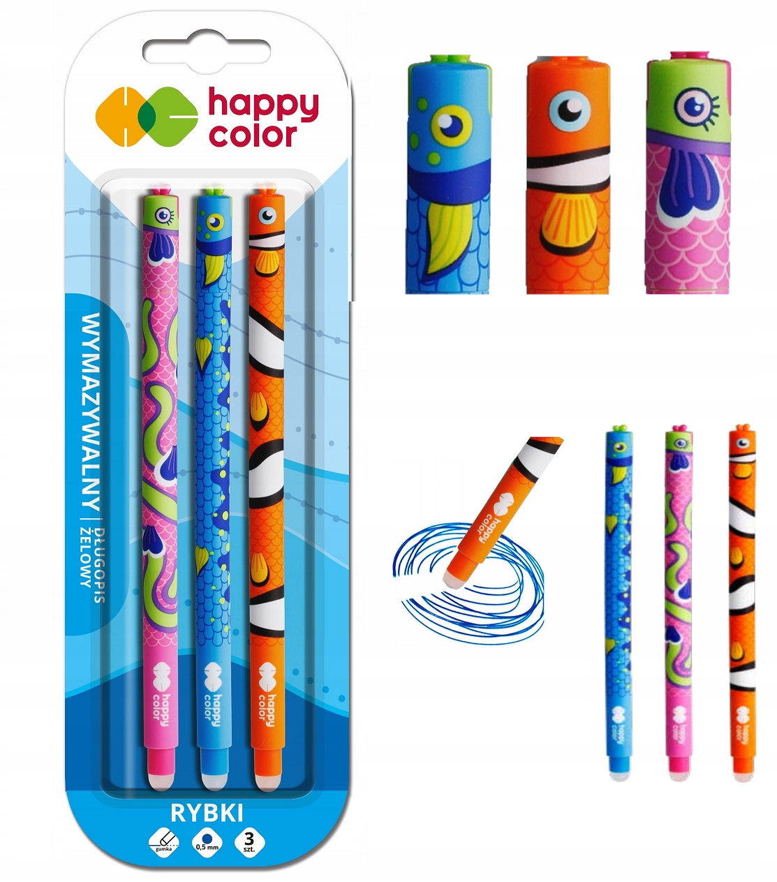

Długopis wymazywalny Rybki 3 szt niebieskie 0,5mm