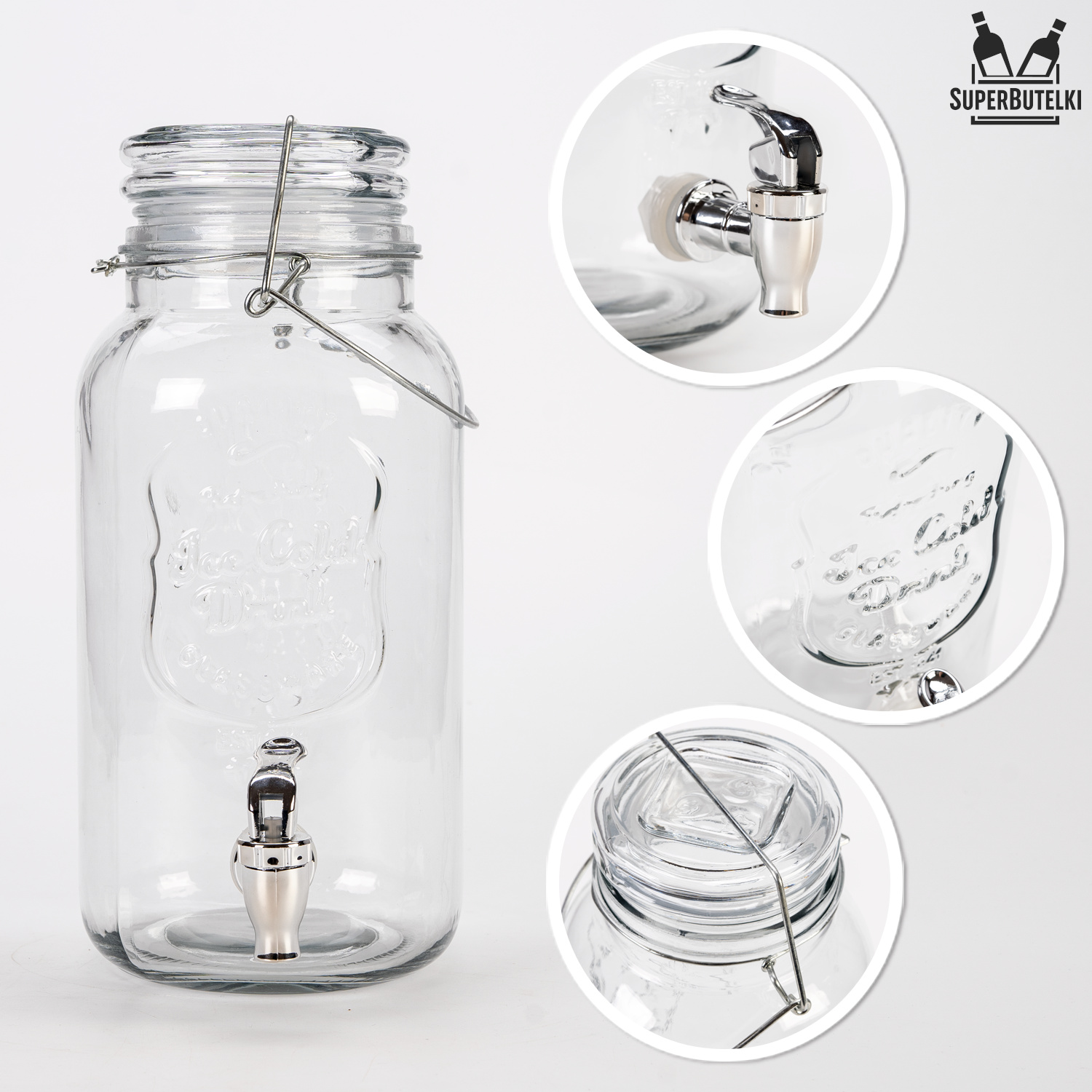 SŁÓJ SZKLANY 4 L + KRANIK na LEMONIADĘ NAPOJE SOK Materiał wykonania szkło