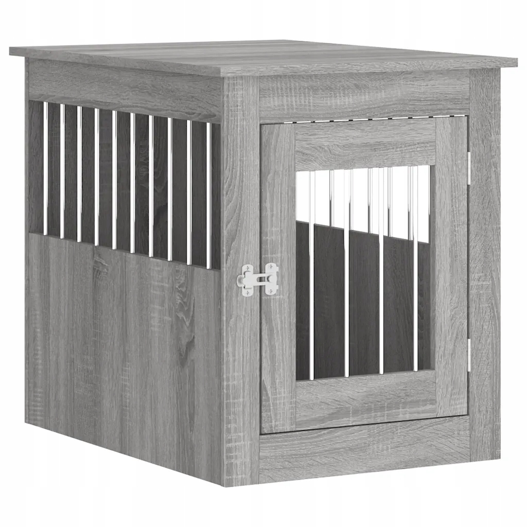 Kotec – Stolek pro psa 2-v-1, Šedý dub Sonoma, 55x75x65 cm