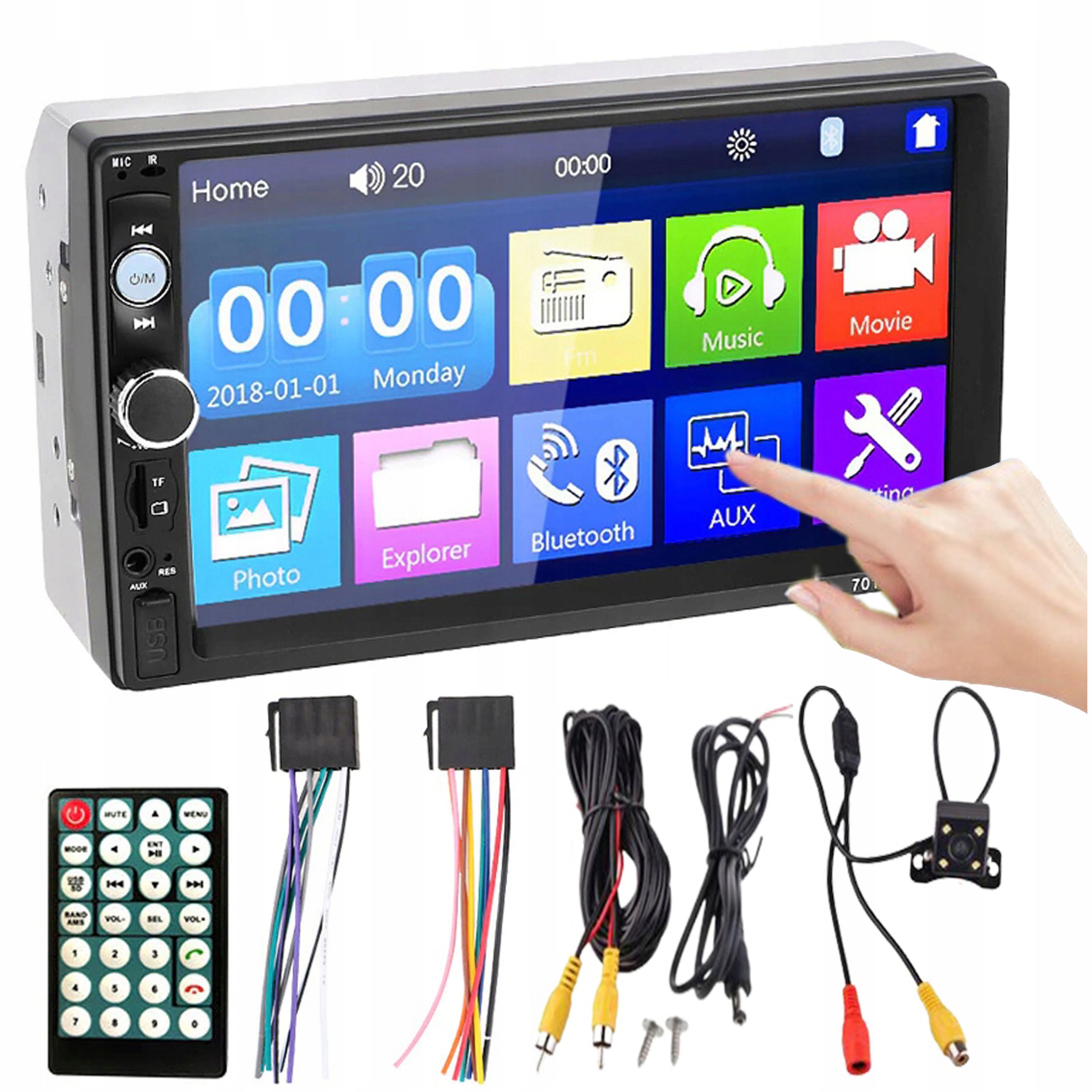 PONADCZASOWE Radio samochodowe Retoo 7010B 2-DIN Pilot w zestawie tak